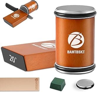 Rolling Knife Sharpener Kit, Kitchen Knife Sharpener Set, Knife Sharpening Tools, 15 & 20 Degree Sharpening for Kitchen Knives, Diamond and Ceramic Discs, Leather Strop, Polishing Compound