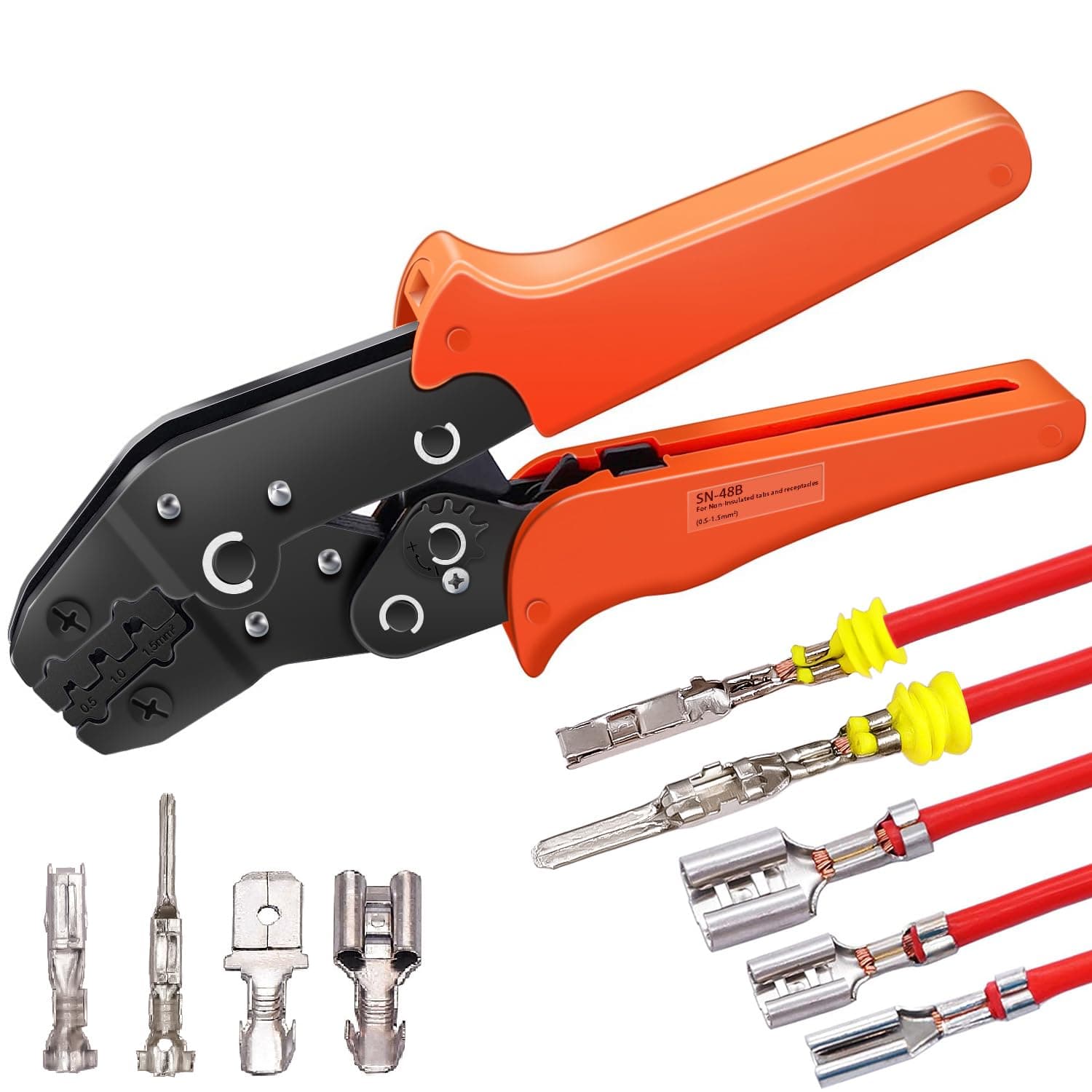 Twidec/Wire Crimping Pliers 26-16AMG Wire Crimping Tools with Ratchet,Manual Crimp Fold Tool For Open Barrel Terminal Connectors, Electrical Crimping Tool SN-48B