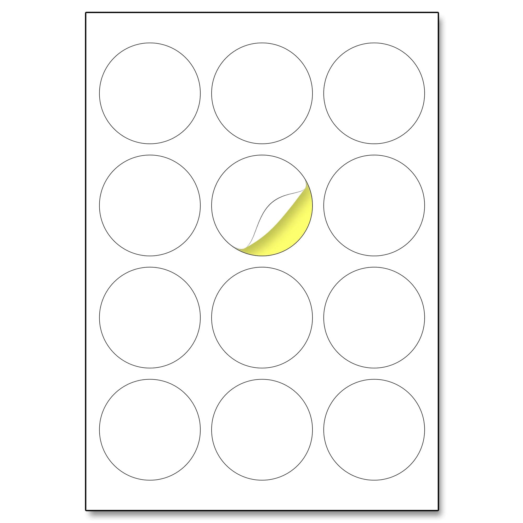 12 per Sheet, 25 Sheets, 60mm A4 Round White Sticker Paper Circle Labels, Laser/Inkjet Printing