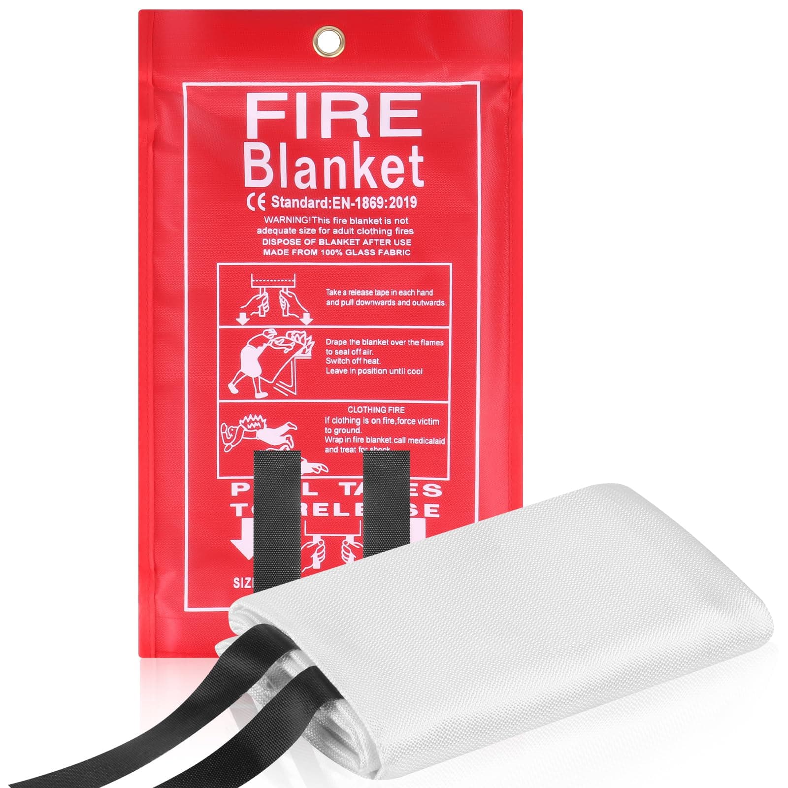 Emergency Fire Blanket - 40" x 40" 1 Pack for Home Kitchen Camping School Office Warehouse Fireplace Car Gas Station Fiberglass Fire Blanket Emergency Survival Safety Supplies