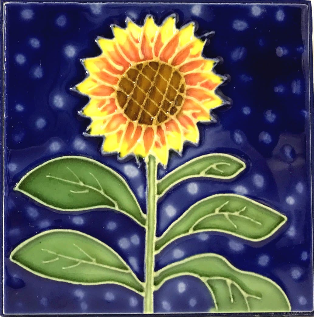 1, SUNFLOWER, Decorative Tile, Art on a Ceramic Tile, about, 4" X 4" X .25",+21B2.5+