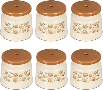 Kuber Industries (Pack of 6) Bath Stool | Bathing Stools for Bathroom | Plastic Stool for Home Use | Sitting Stool for Kitchen | Flower Printed | Cream