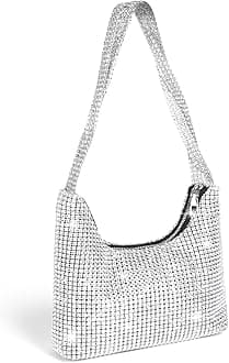 Rhinestone Crossbody Bag, Women Silver Clutch Bag, Sparkly Rhinestone Purses, Evening Handbag Purse, One Size Cocktail Wedding Engagement Bag Purse For Party Bridal Night Bags