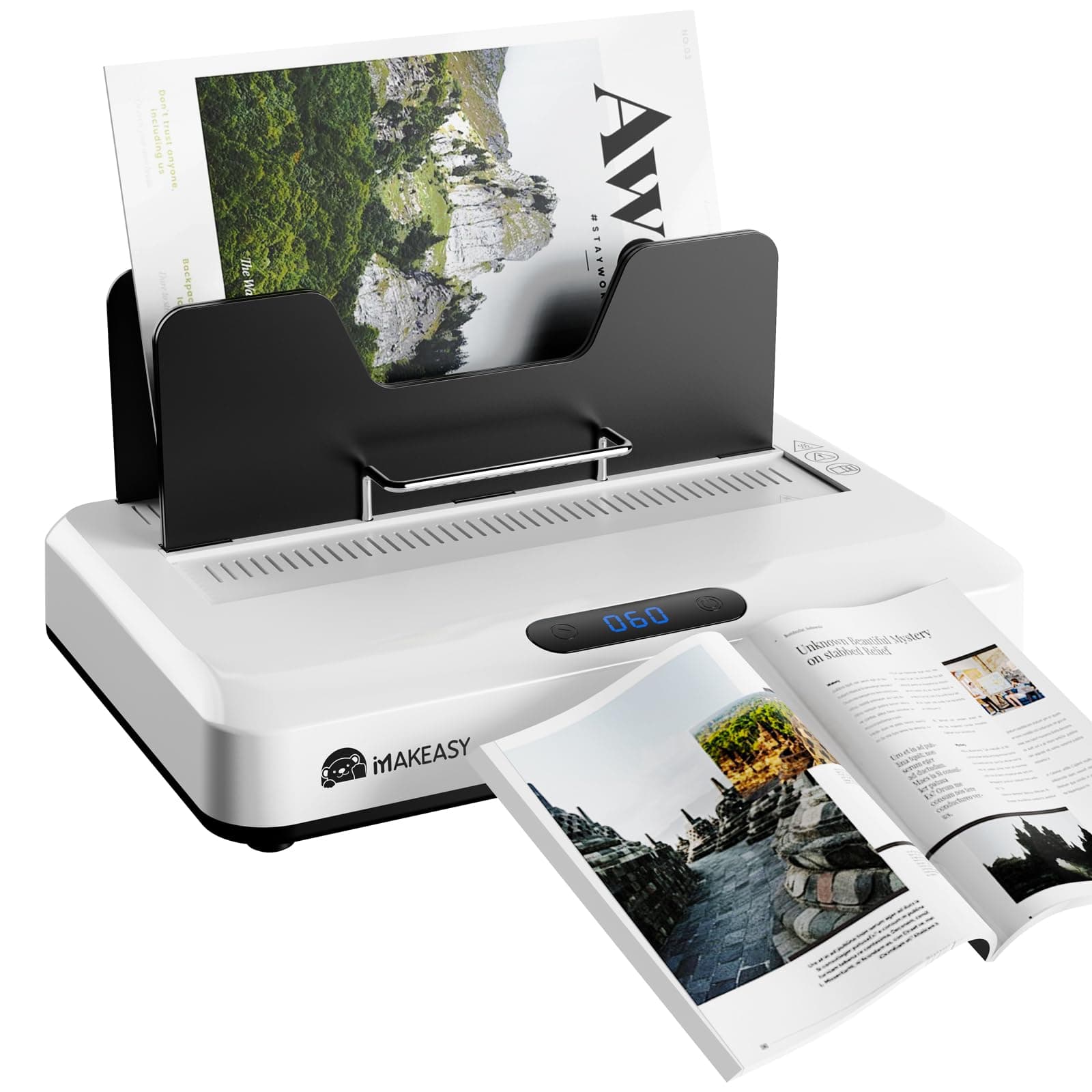 MAKEASY Thermal Binding Machine 500 Sheets Capacity, Digital Touch Panel, Air Cooling, Electric Thermal Binder for A4//A5/Letter Size Documents, Come with 10 PCS Binding Covers