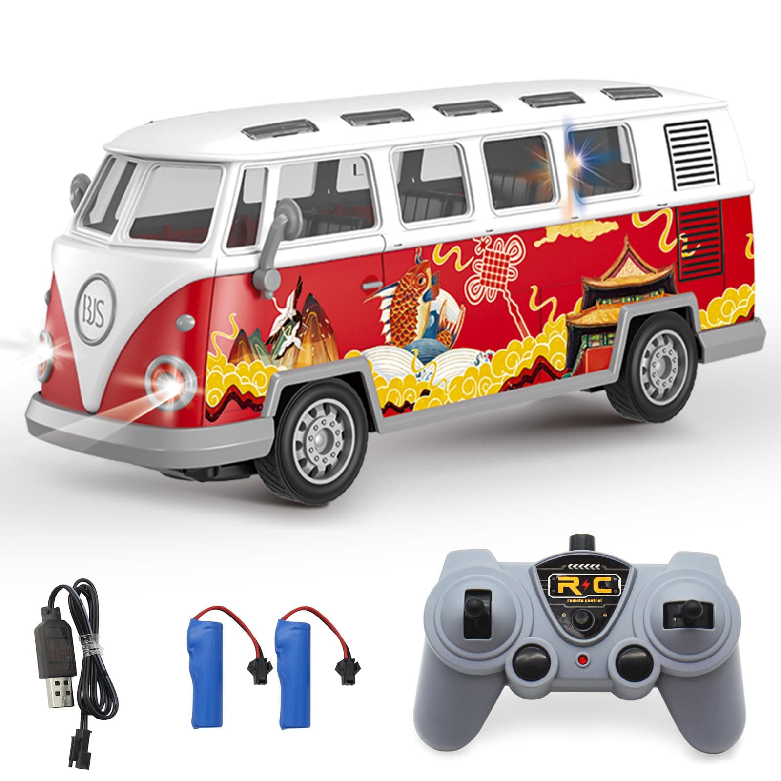 RC Bus Remote Control 1962 Volkswagen Classic Bus with Decals Retro Truck Model