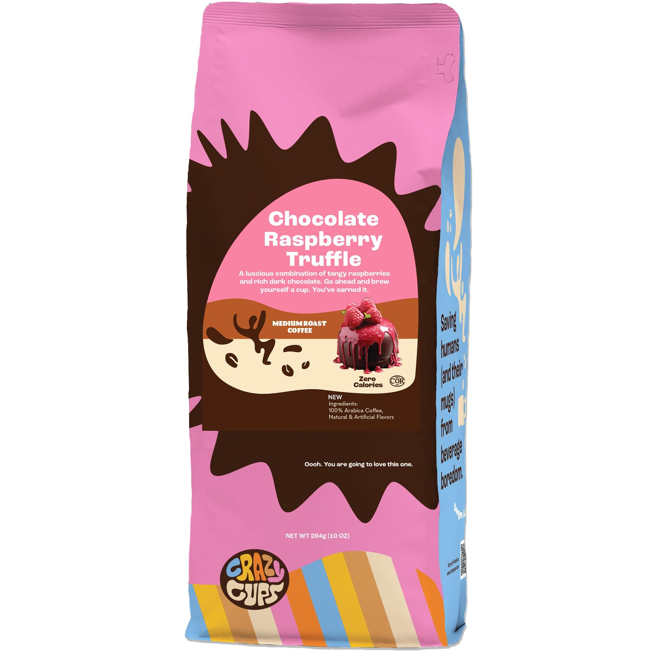 Flavored Ground Chocolate Coffee, Chocolate Raspberry Coffee in 10 oz Bag, For Brewing Flavored Hot or Iced