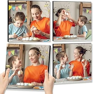 JOXOFO Custom Photo Tiles Personalized Peel and Stick Mix Tiles Picture Frames for Collage Wall Decor Storyboards Photo Prints Gift for Family and Loved Ones 4pcs