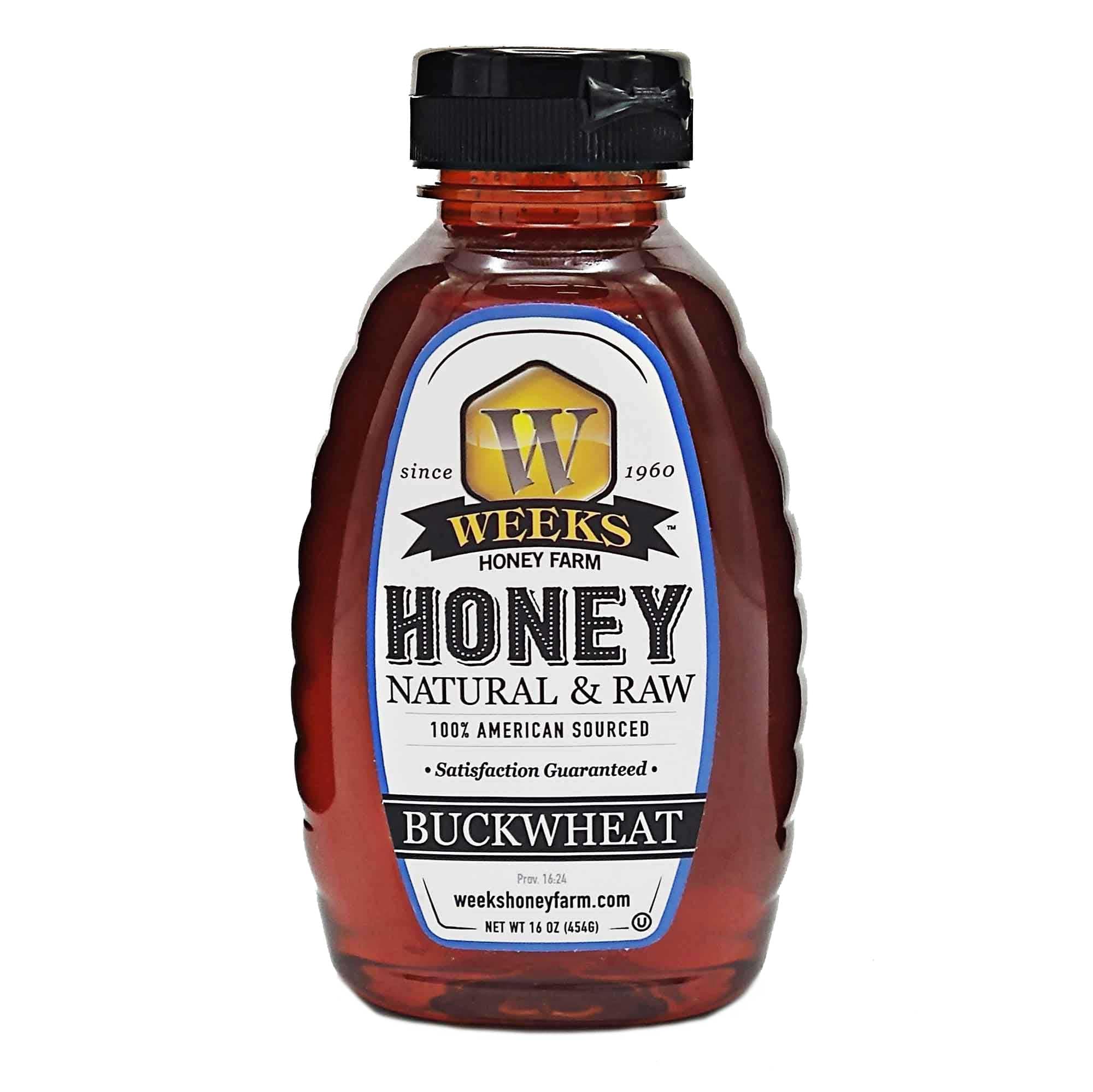 Pure Raw Unfiltered Buckwheat Honey, 16 oz - Premium Dark American Buckwheat Honey by Weeks Honey Farm | Bold Molasses Flavor