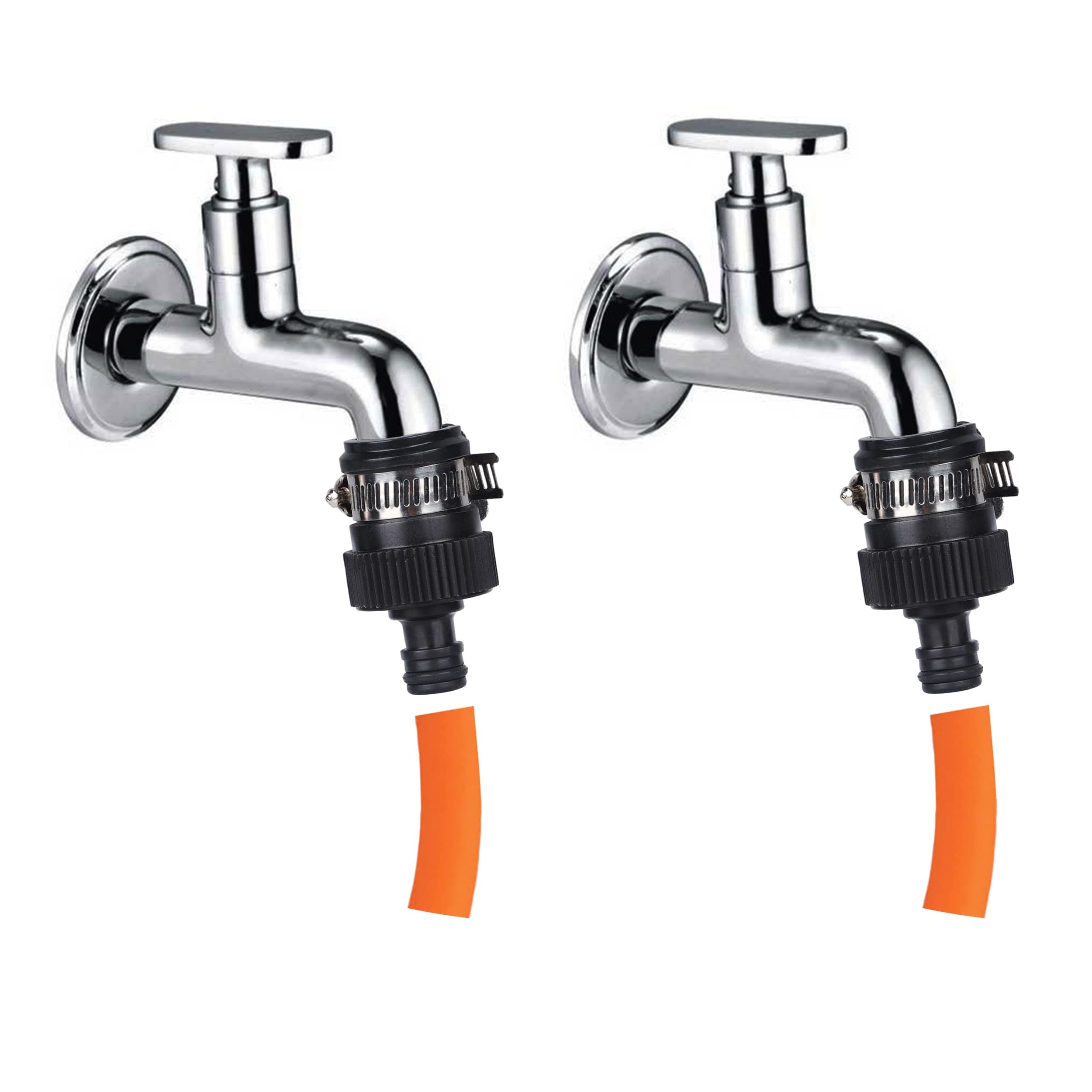 Garbnoire Heavy Duty Hose Pipe Fitting Standard Size 1/2 Inch Tap Connector for Garden Water Pipe&Car,Bike Washing Accessories|Universal Adjustable Adapter Suitable Connecting Hose Pipe(Pack of 2)