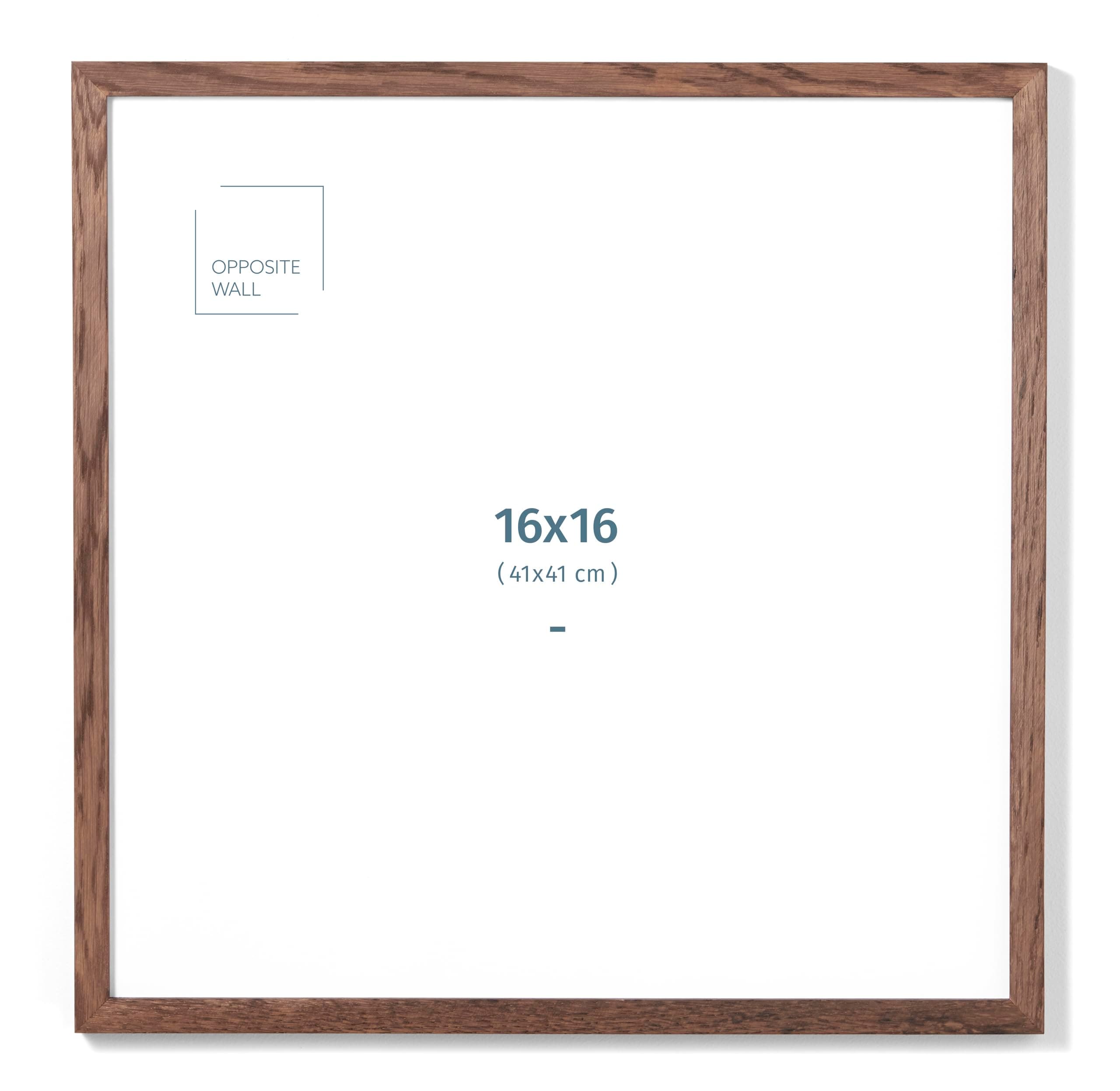 16x16 in - Dark Solid Oak Wood Picture Frame - Lightweight, Versatile & Shatterproof - Wall Hanging Poster or Photo Frame - Wall Decor for Office, Gallery & Home