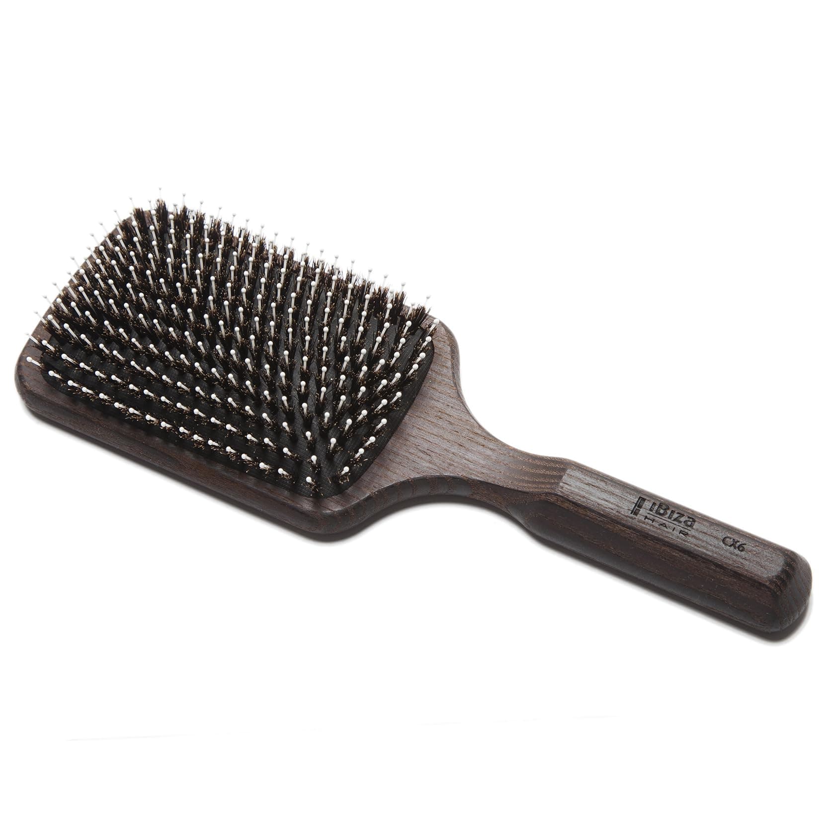 Detangling Paddle Brush (CX6) | 100% Boar Bristles with Ball-Tipped Quills for a Polished, Shiny Look | Durable Carbonized Wood | Ideal for Long Styles & Large Sections