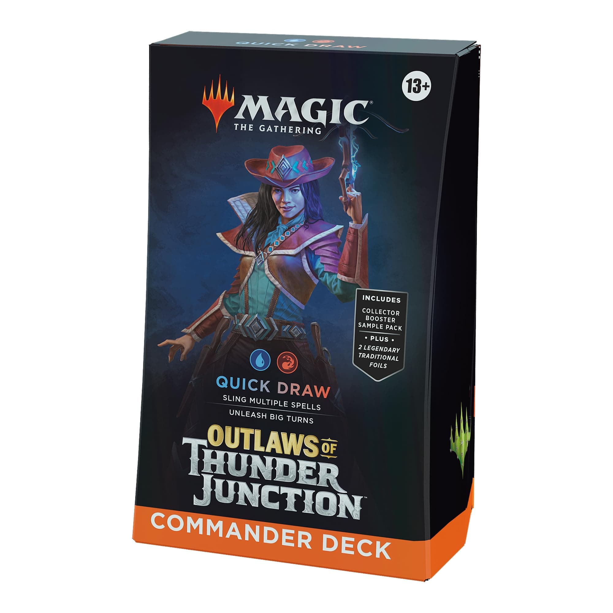 Magic: The Gathering Outlaws of Thunder Junction Commander Deck - Quick Draw (100-Card Deck, 2-Card Collector Booster Sample Pack + Accessories) (English Version)