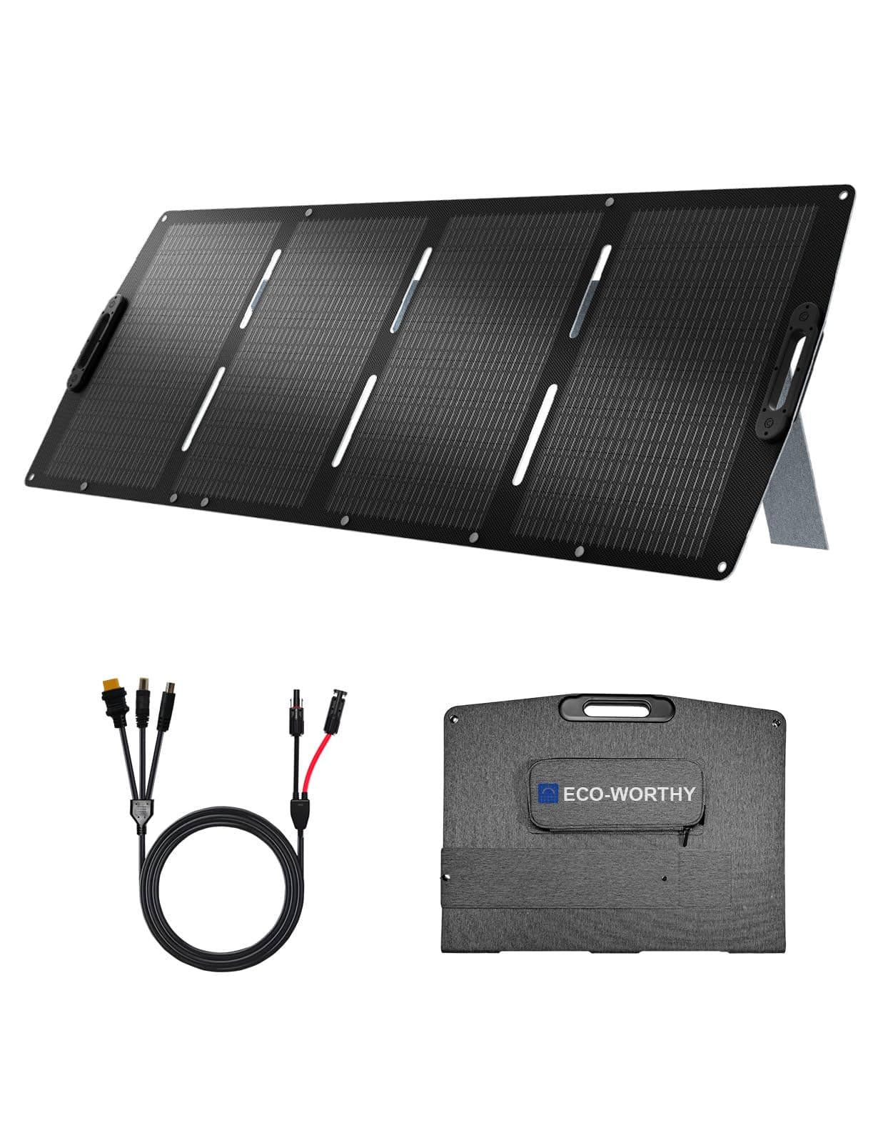 ECO-WORTHY 200W Portable Solar Panel for Power Stations,IP65 Waterproof & Lightweight with Adjustable Kickstand,23% High Efficiency Foldable Solar Panel for Outdoor RV Camping Off Grid Emergency