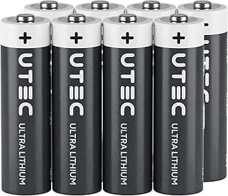 U-tec AA Ultra Lithium Battery (Pack of 8), 3000mAh 1.5V, Longest-Lasting AA Battery, Up to 10 Years in Storage and No Leaks Guaranteed, Works in Extreme Temperatures, Non Rechargeable