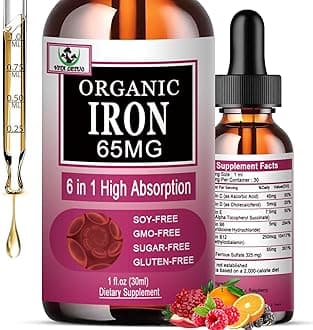 Vita letuo Iron Supplement for Women with Vitamin C,6-in-1 Liquid Supplement w/Vitamin B12,Vitamin B6,High Absorption Liquid Iron Drops for Red Blood Cells & Immune Support,Non-GMO, Gluten Free