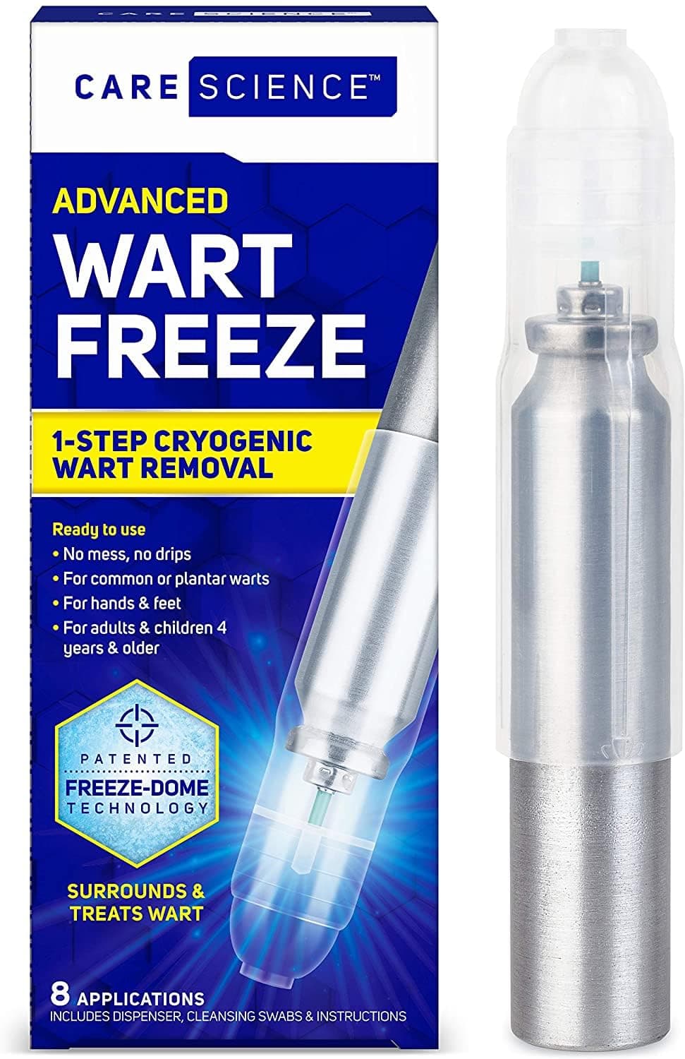 Wart Remover Freeze, 8 Applications | 1-Step Wart Removal for Common Warts on Hands, Elbows, Knees, and Feet