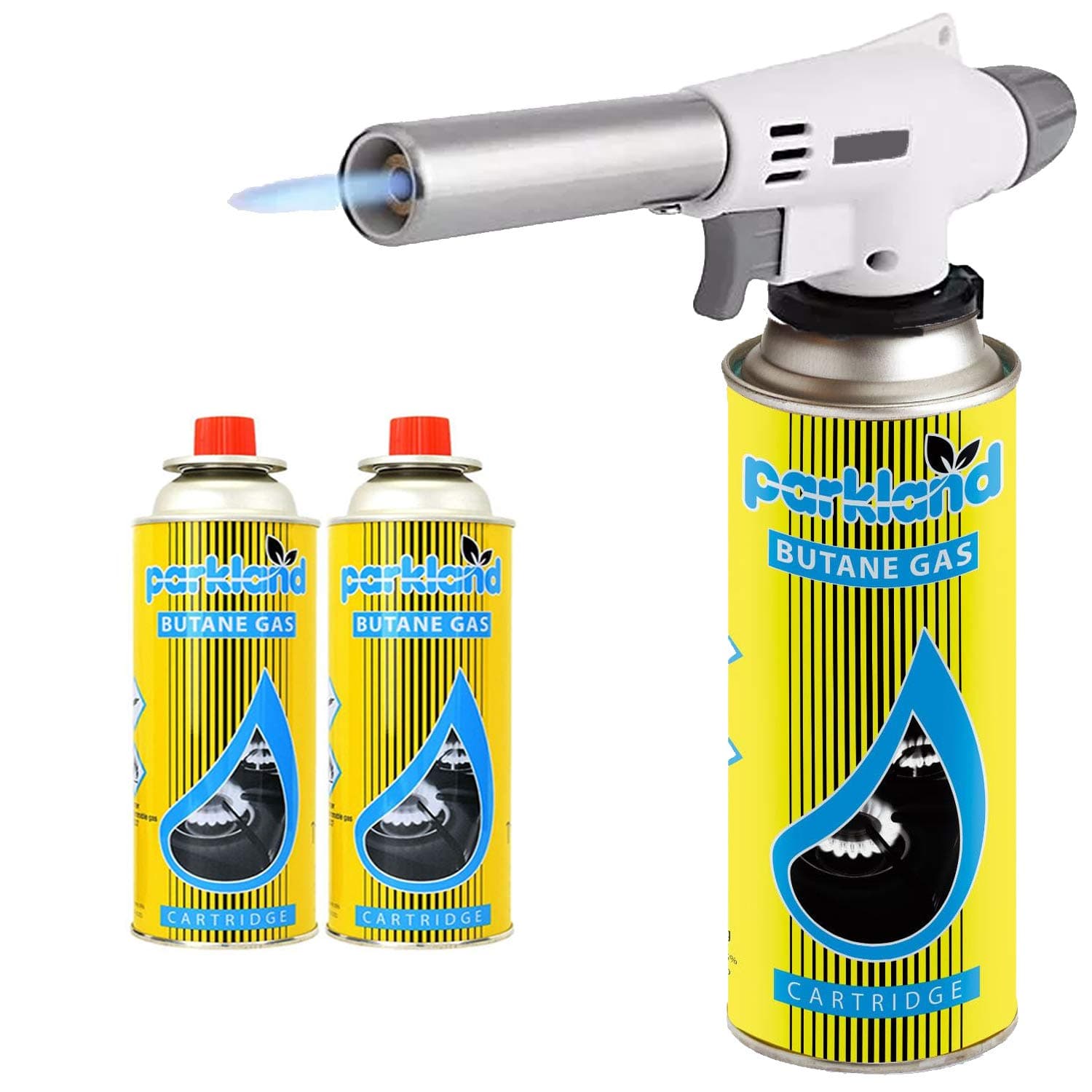 Bond Hardware® White Blow Torch Welding Iron Soldering Lighter Flame Gun Burner + Gas Refills (Gas Torch + 2 Refills)