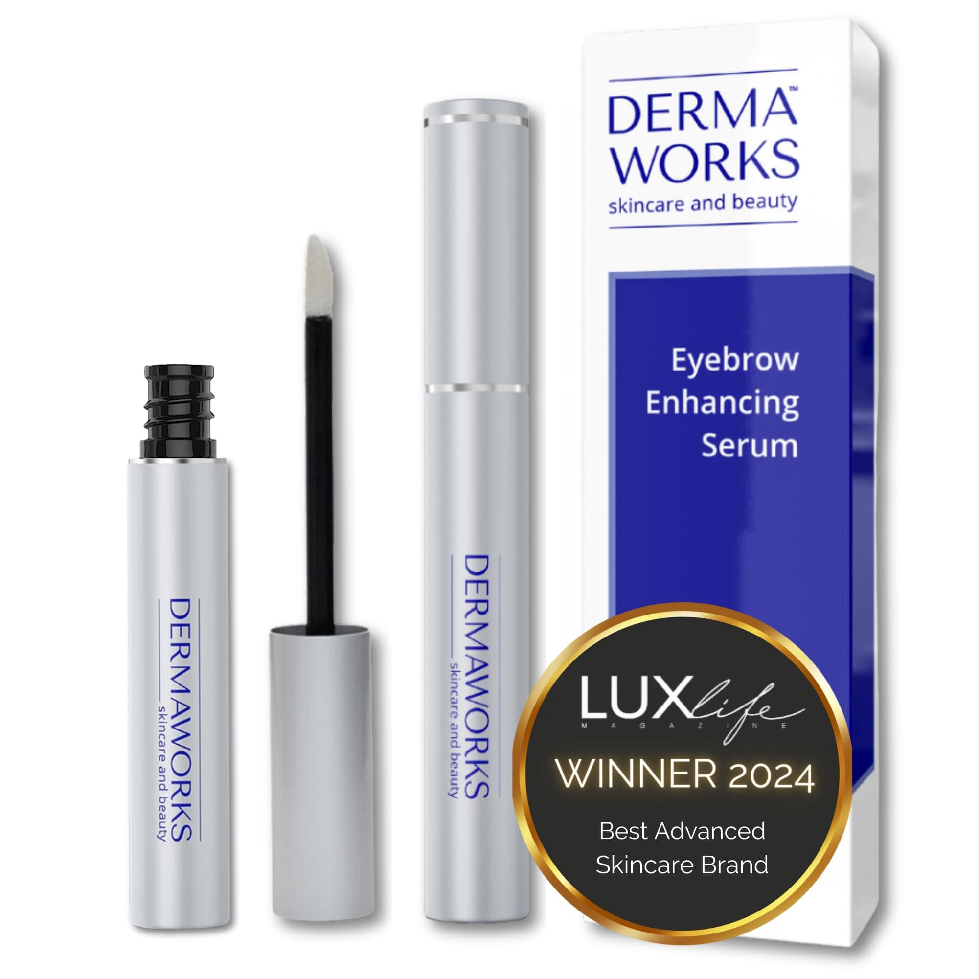 ADVANCED EYEBROW GROWTH SERUM – Peptide Brow Serum for Fuller, Thicker Eyebrows – Brow Growth & Conditioning – Oil-Free Alternative to Castor Oil – 60 Day Formula by DERMAWORKS