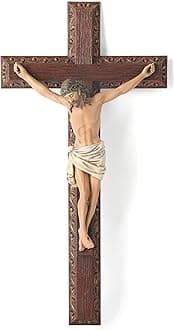 BC BUILDCLASSIC Cross Decoration Religious Cross Religious Cross Religious Gift Full Color Hand Painted 12" Tall