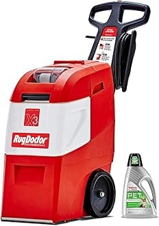 Rug Doctor Mighty Pro X3 Commercial Carpet Cleaner – Large Red Pet Pack, Includes 48 oz. Pet Carpet Cleaner Solution, Commercial Carpet Cleaning Machine, Powerful One Pass Cleaning System