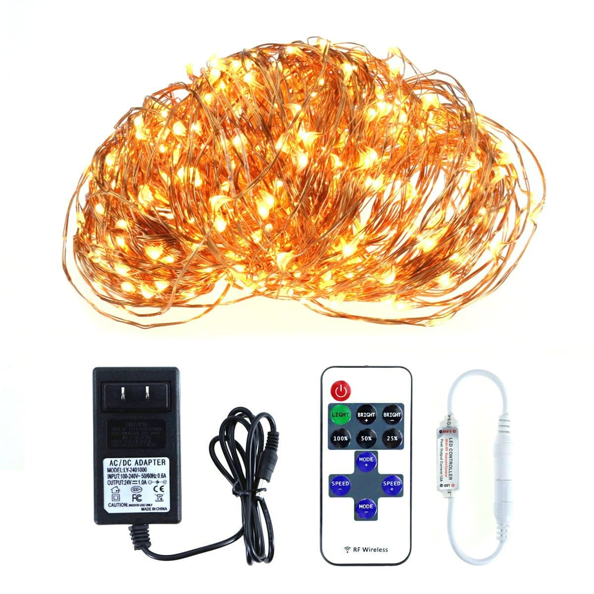 Copper Wire LED String Fairy Lights Waterproof Flexible Warm White Light 400 LEDs 50M 164 feet for Outdoor or Indoor Christmas Xmas Gardens Holiday Wedding Party Decor