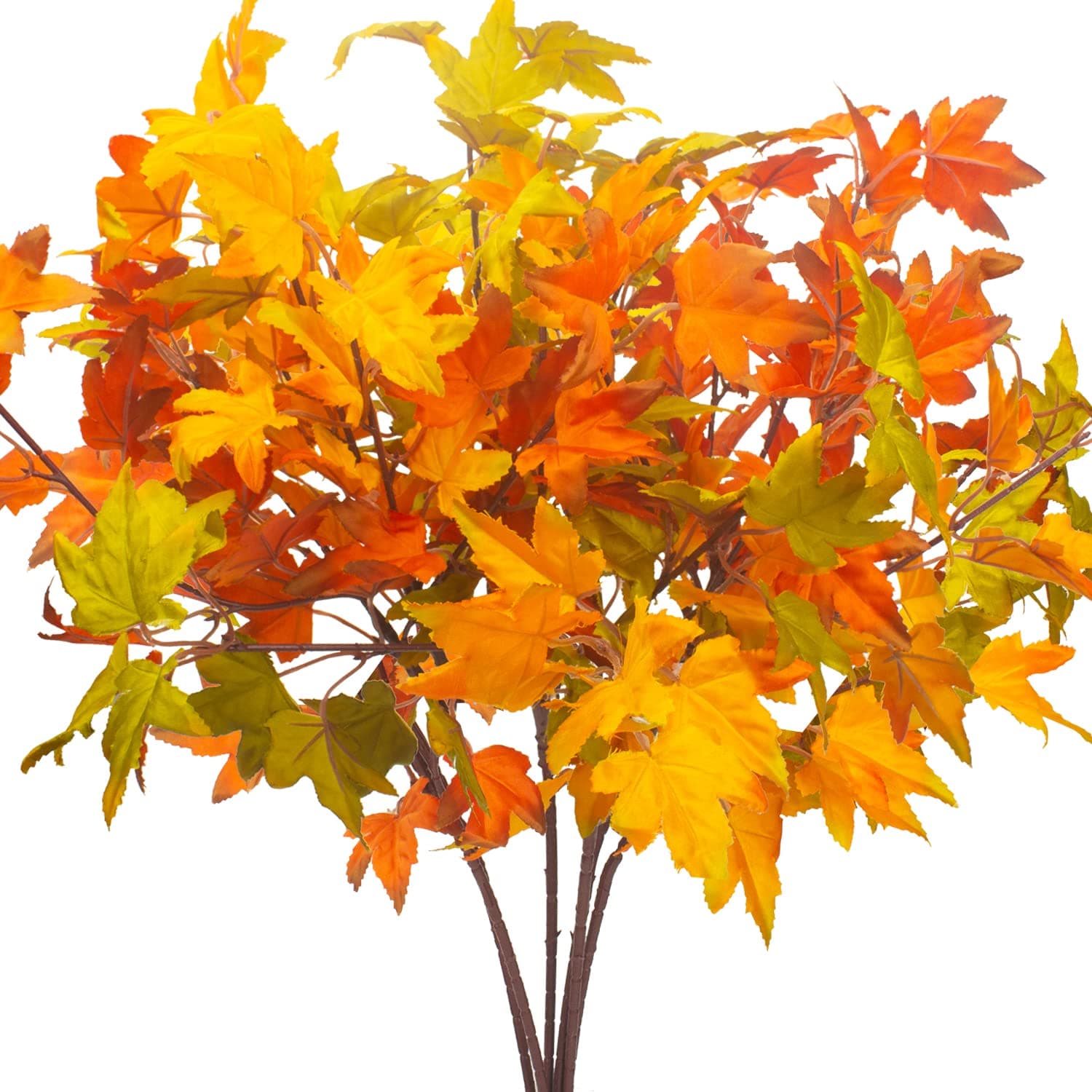 6Pcs Artificial Maple Leaves Branches Fake Fall Maple Shrubs for Thanksgiving Christmas Festival Garland Decoration