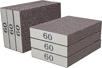 6 Pack 60 Grit Hand Sanding Block, Washable and Reusable Sanding Sponge Great for Pot Brush Pan Brush Sponge Brush Glasses Sanding Wood Sanding Metal Sanding (60 Grit)