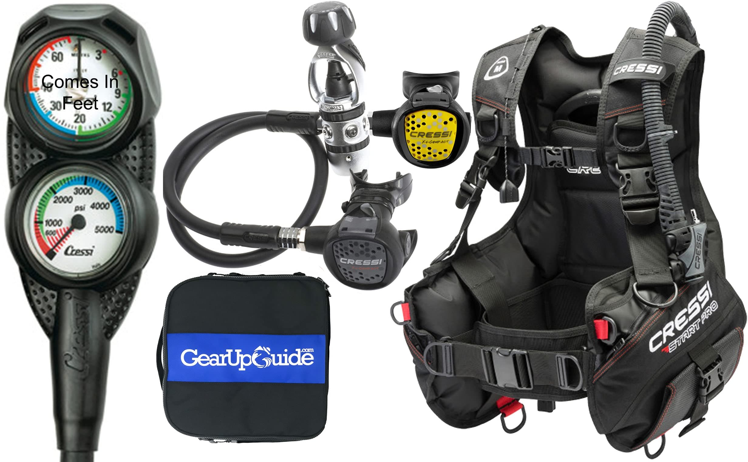 Start Scuba Diving Gear Package Complete with Start 2.0 BCD - Mini Console PD2 Gauge - AC2 Compact Regulator Set Fully Assembled, Medium