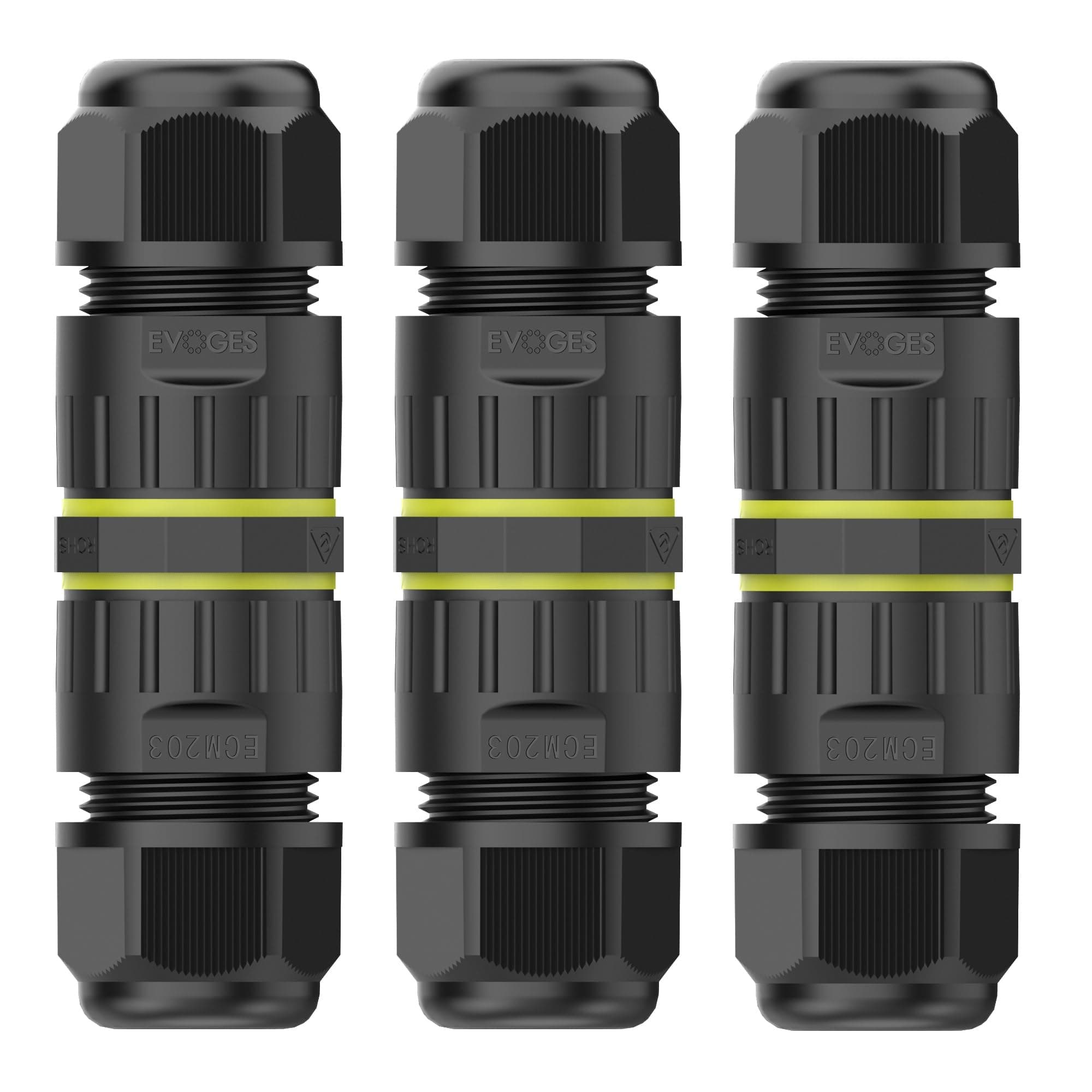 IP68 Waterproof Outdoor Inline Cable Connector, 3 Pole, Ø5-12mm Cable Diameter, 0.5-2.5mm² Conductor, UKCA, UL, CE, TUV, RoHS Certified (3)