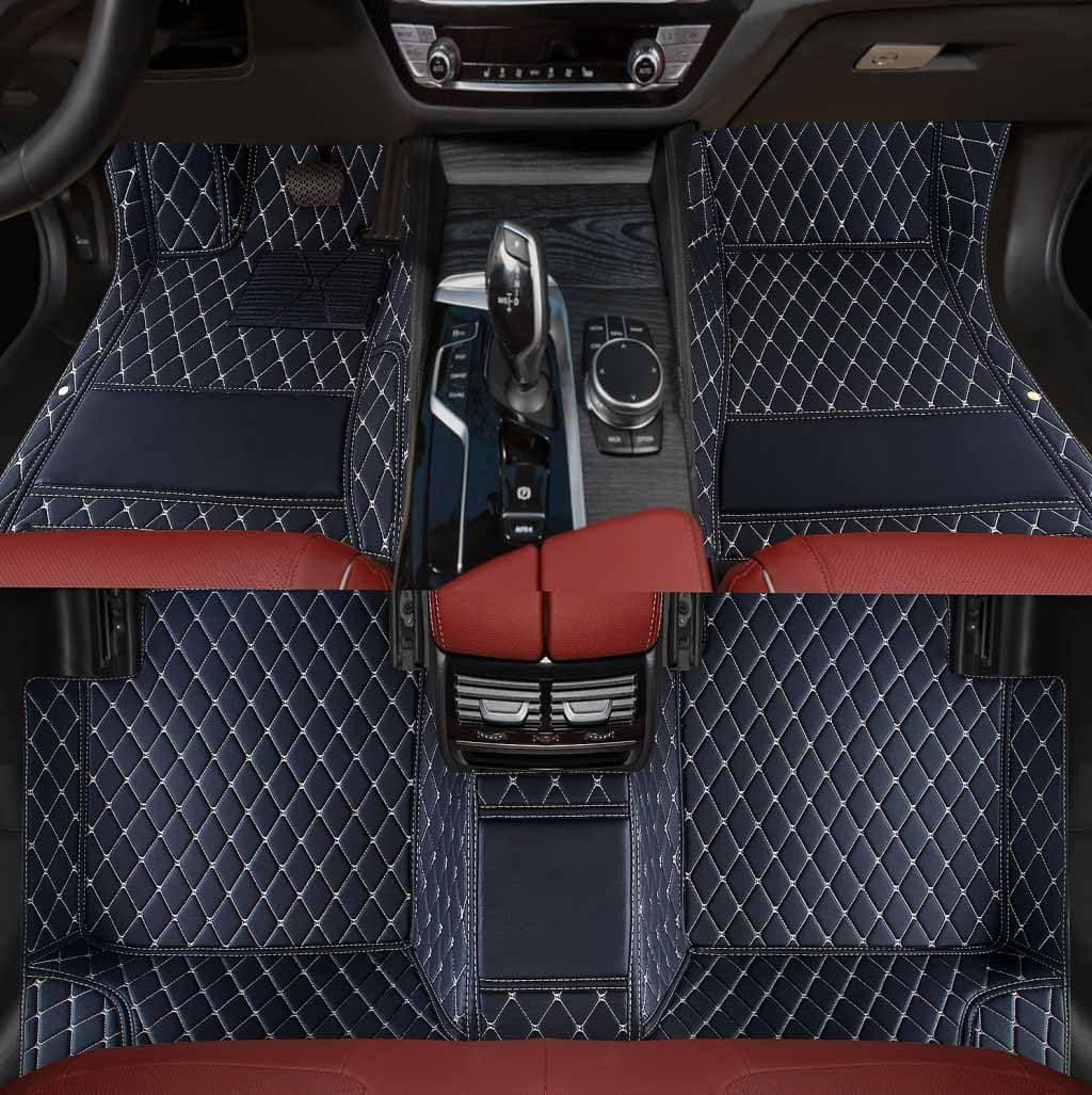 Custom Personalized Floor Mats ,Luxury Full Coverage All Weather Car Floor Mats,Anti-Slip Leather Car Mat Set ,Custom Floor Mat, for 99% of Cars, Trucks & SUV. (black66beige)