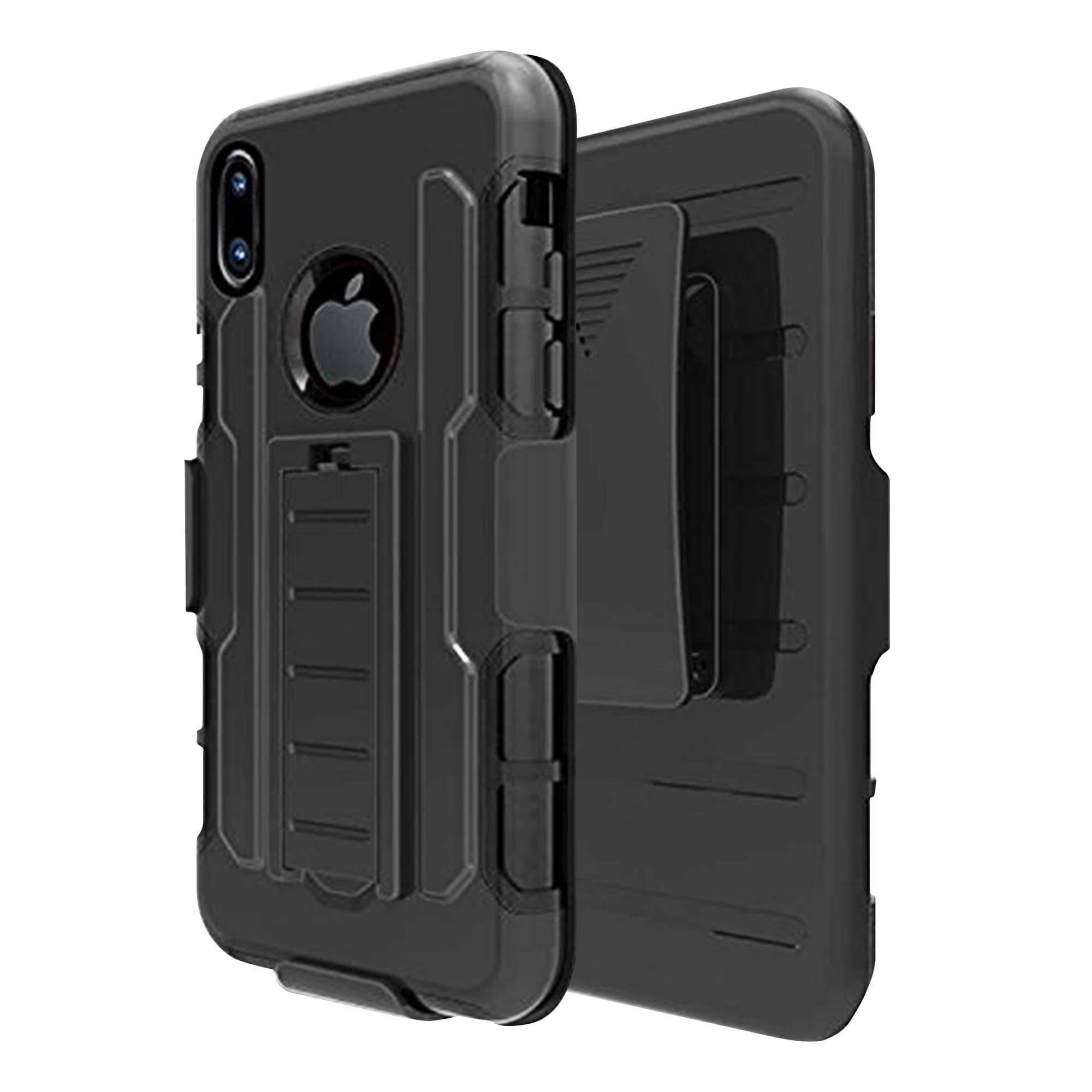 Compatible with iPhone X Case Defense Shield Series [Heavy Duty] Premium Belt Clip Holster Kickstand Shockproof - Hard Plasic+Silicone Cover & Polycarbonate Protective Case