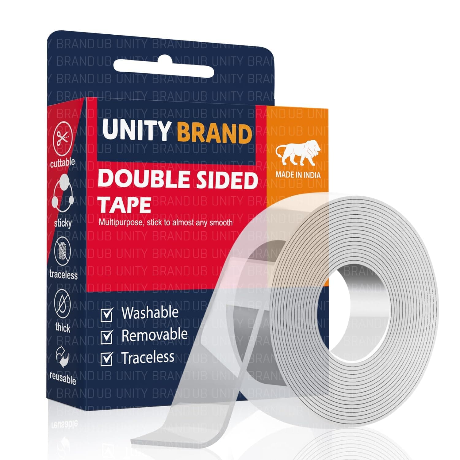 Pack 2 Multipurpose Double Sided Tape Heavy Duty - Adhesive Silicone Tape, Heat Resistant, Multi-Functional, Removable, Washable, Reusable Anti-Slip Gel Nano Grip Tape- 3 Meter