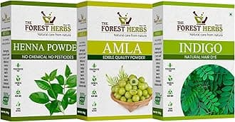 The Forest Herbs Natural Care From Nature 100% Organic Henna, Indigo, Amla Powder For Hair Black Combo Each 100Gms
