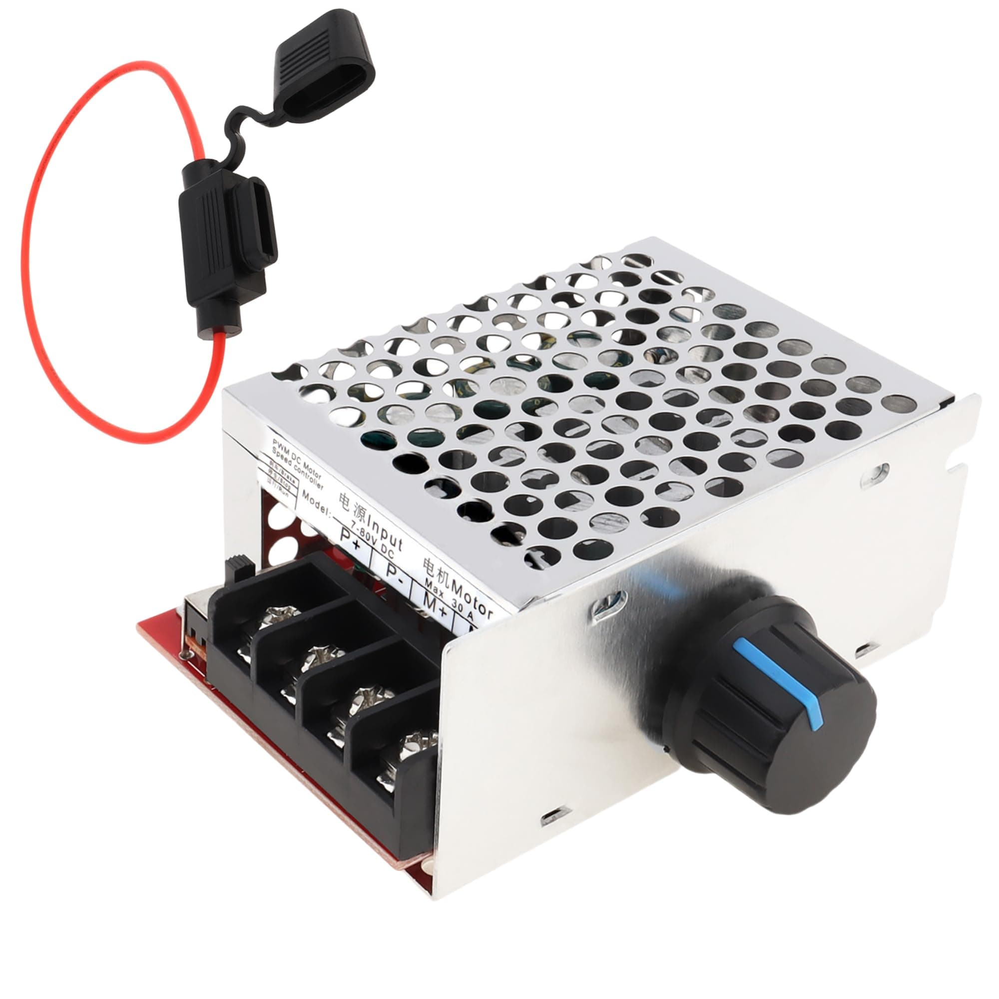 7-70V PWM DC Motor Speed Controller, 12V 24V 36V 48V 60V 70V Motor Speed Control Regulator with 30 Amp Fuse