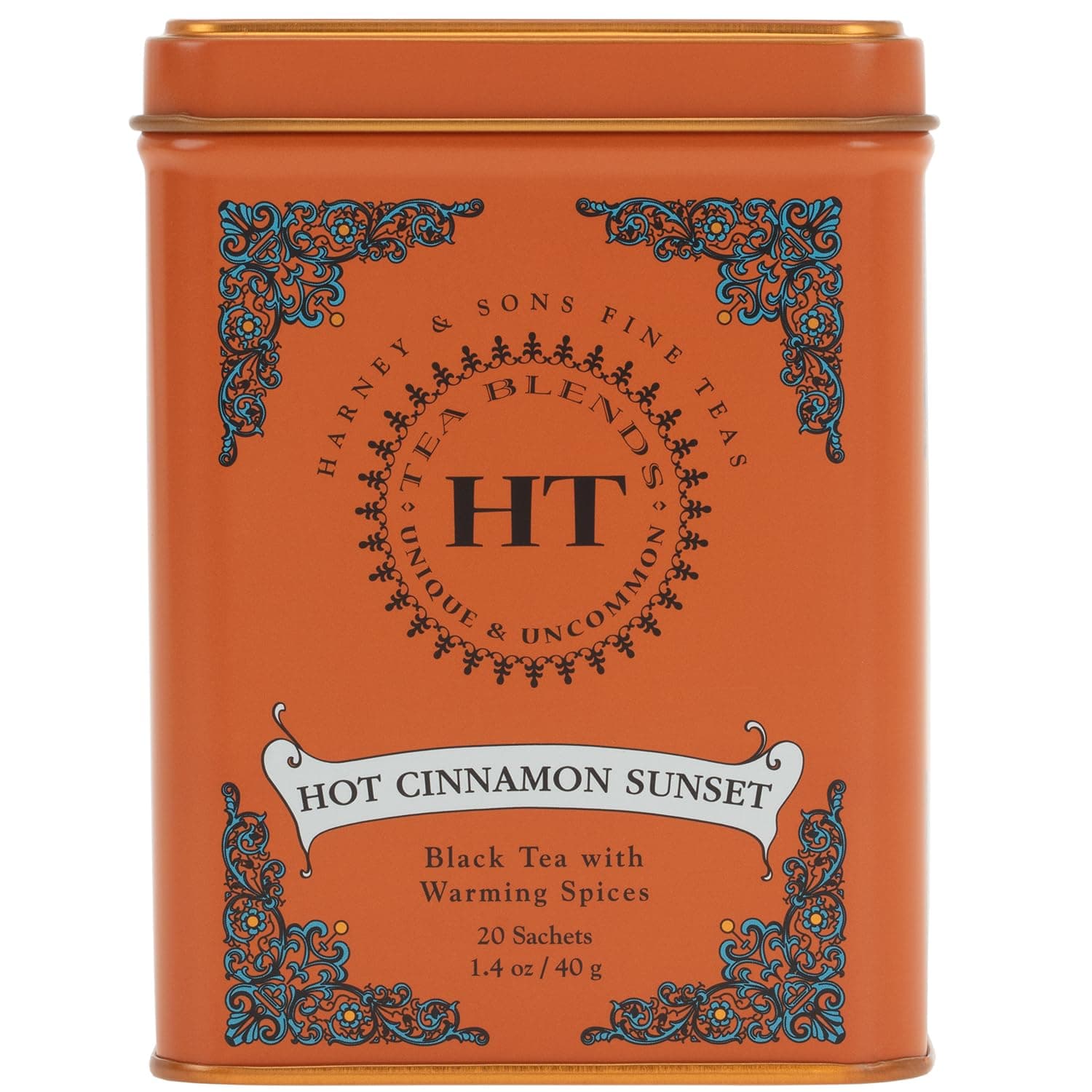 Caffeinated Hot Cinnamon Sunset Black Tea with Orange and Cloves Tin 20 Sachets