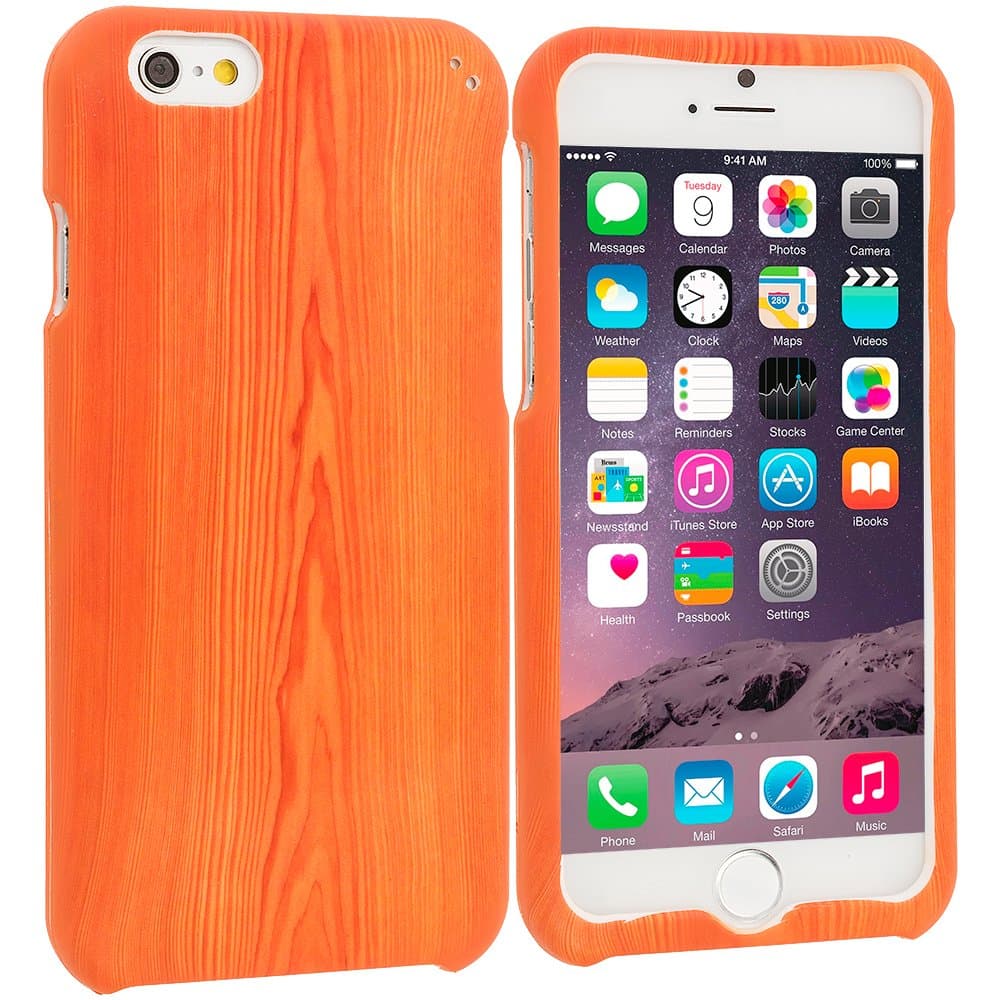 Accessory Planet(TM) Wood Grain Hard Snap-On Design Rubberized Case Cover Accessory for Apple iPhone 6 Plus (5.5)