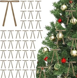 Velvet Bow Christmas Tree Bows Door Garland Decor Vintage Wreath Bow 5 * 7 Inch (Khaki, 36pcs)