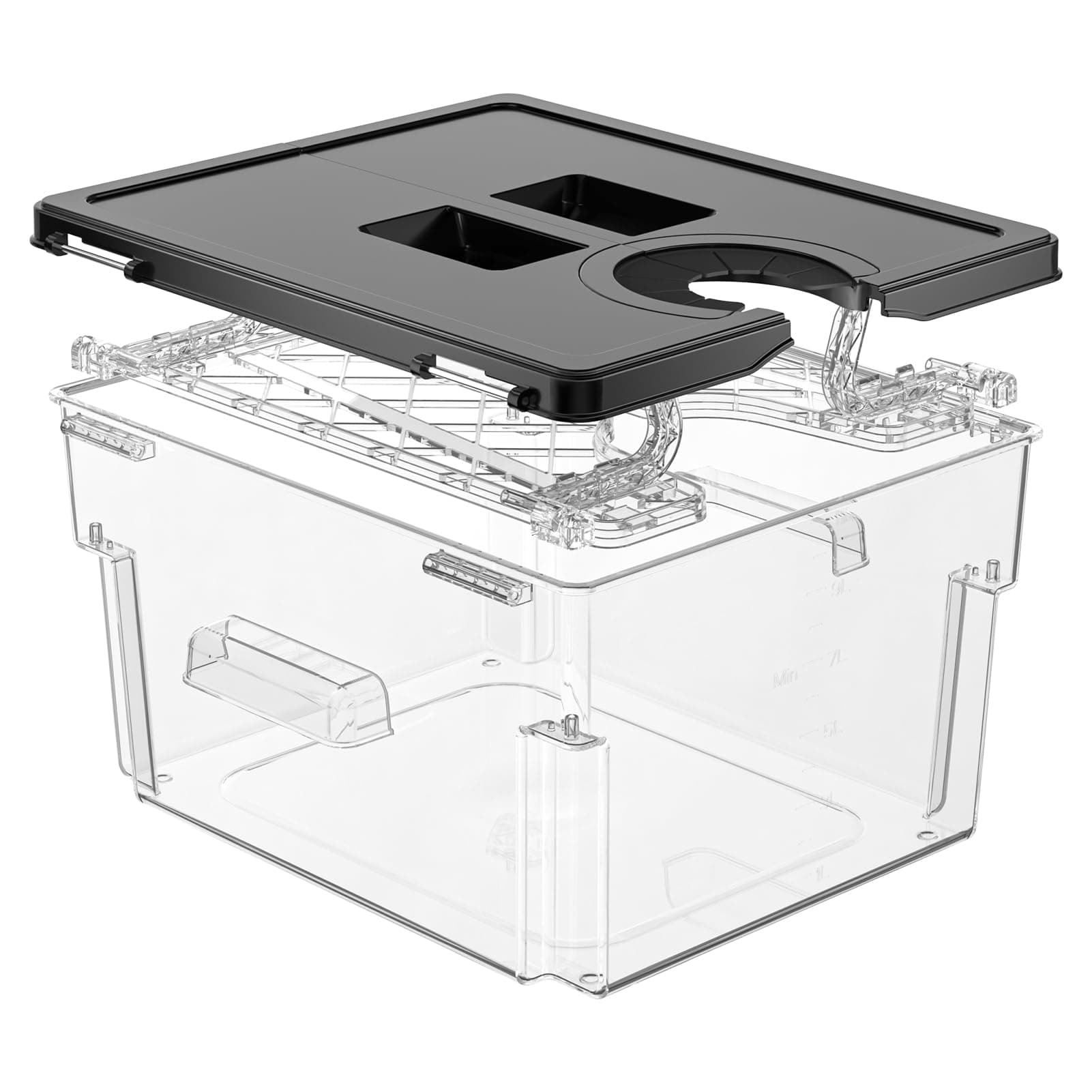 Sous Vide Container with Lid Double-Door-Opening Design 11.65 QT Sous Vide Pot Slow Cooker Container with Built- in Rack Compatible with Most Immersion Circulators