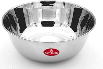 Ajay's Shoppe 3L Deep Stainless Steel Bowl | Multi-Purpose Kitchen Bowl for Mixing, Serving, and Cooking.