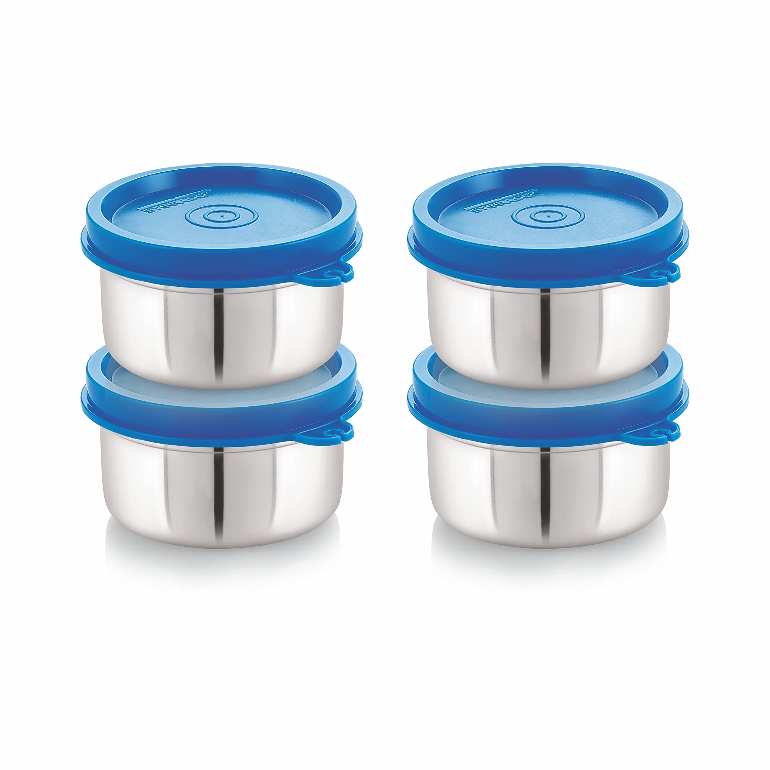 STEELLOCKFlex Stainless Steel Containers Size Deep 150ml x 4 (Blue)