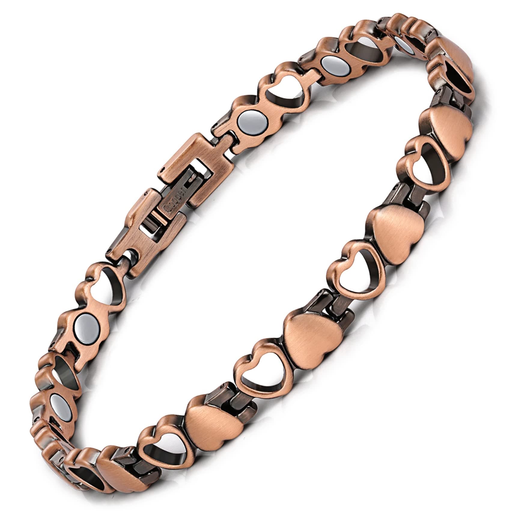 Copper Bracelet for Women 99.99% Solid Copper Magnetic Bracelets, Unique X Shape Links, Magnetic Field Therapy Jewelry Gifts