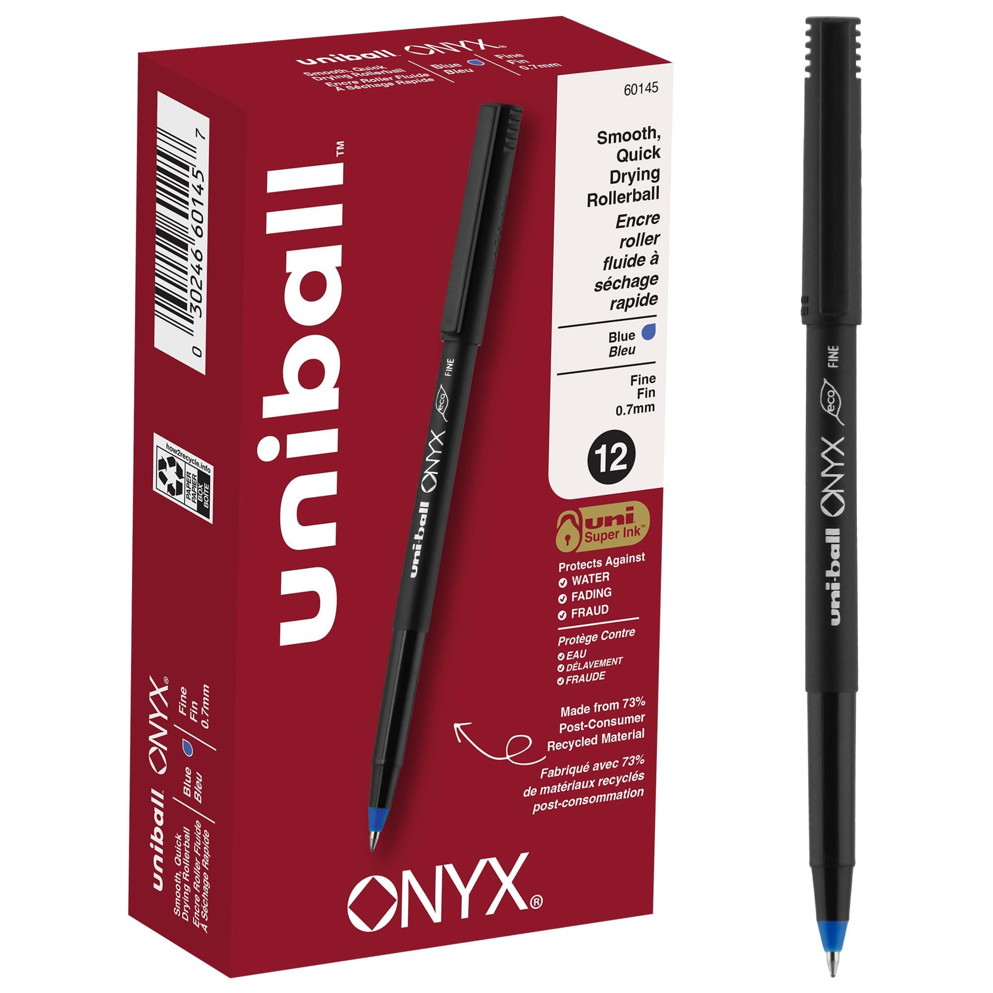 ONYX Rollerball Pen, Fine Point (0.7mm), Blue, 12 Count