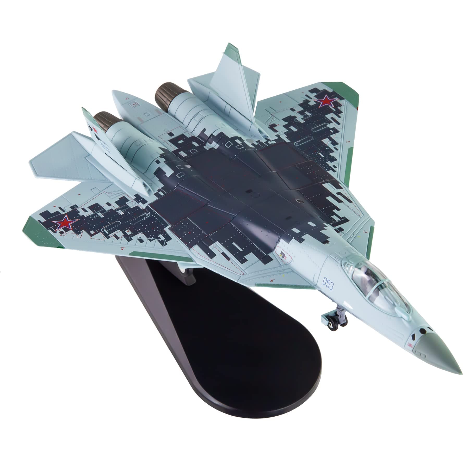 Fighter Jet Model 1:100 Scale SU-57 Diecast Model Planes Attack Falcon Fighter Model Planes Painted Diecast Military Airplane Model for Collection and Gift