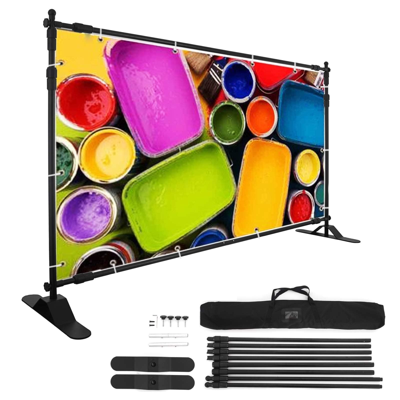 Hihone 10 x 8 Ft Backdrop Banner Stand Adjustable for Photo Video Studio, Banner Display Support with Bag, Party Meeting Backdrop Wall Exhibitor