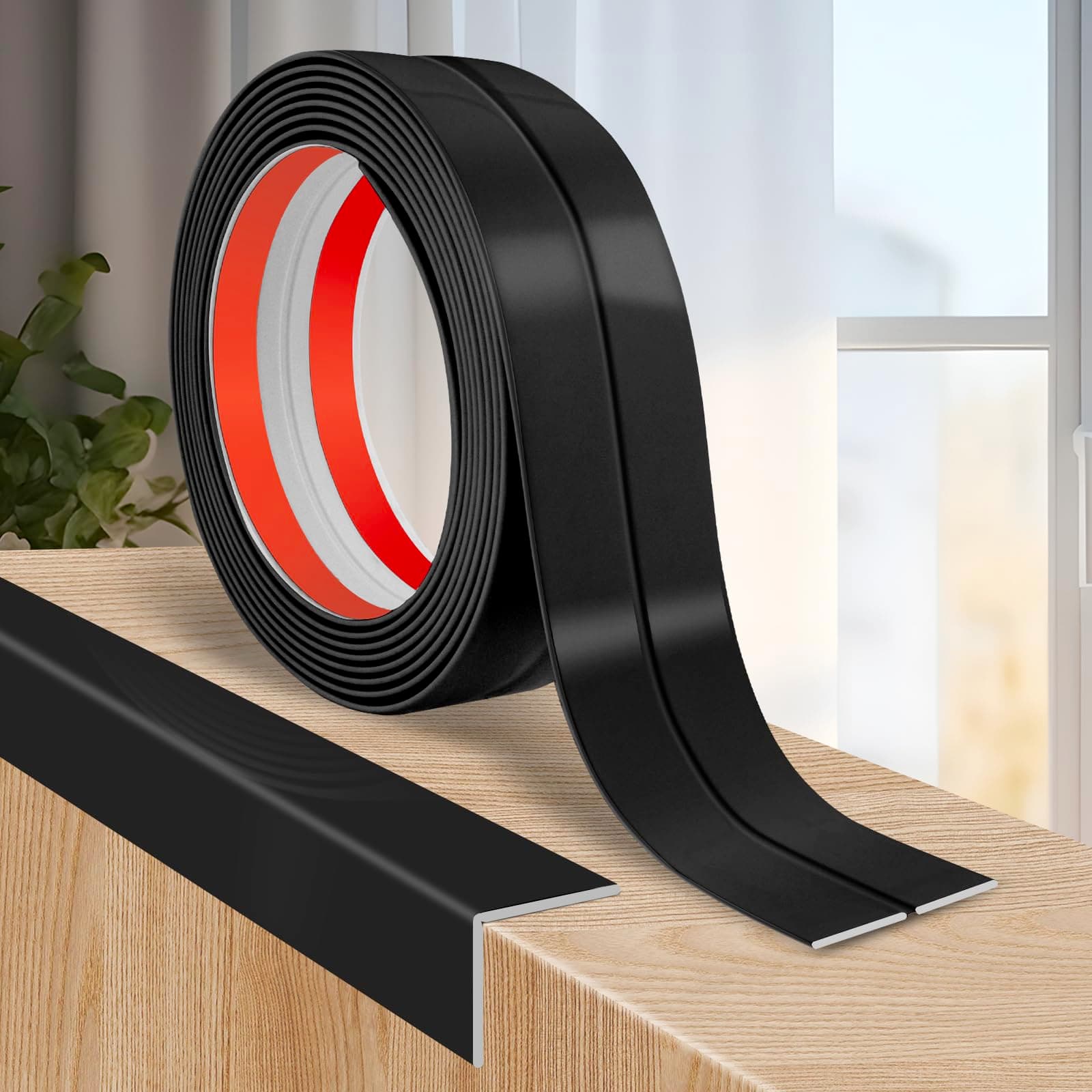 Flexible Wall Corner Protector Moulding Trim Peel and Stick Wall Corner Guards Edge Protector Self Adhesive Molding Trim Strip for Edge Ceiling (Black, 1.6 in x 10 Ft)