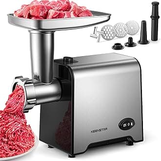 KEENSTAR JSMG203 Heavy Duty Electric Meat Grinder, Stainless Steel, Silver + Black