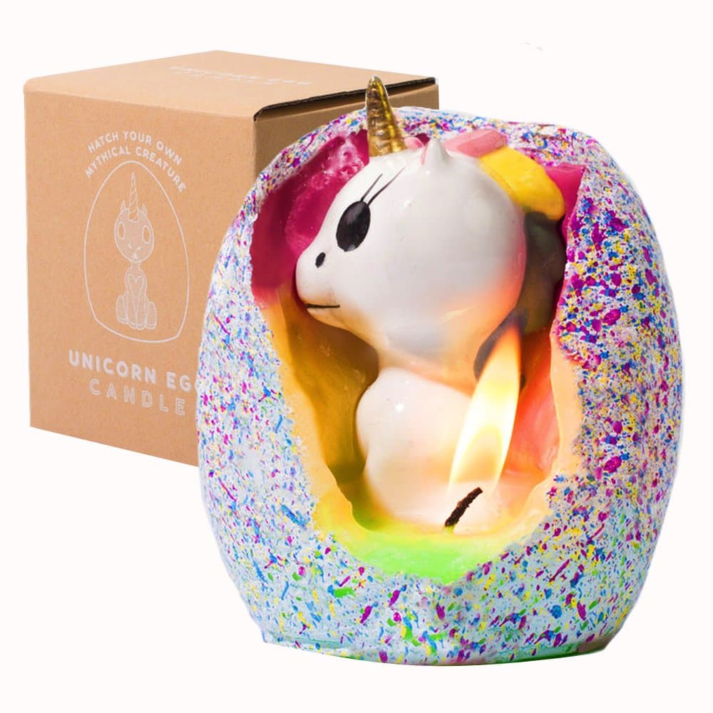 RainBowBow Unicorn Candle Hatching Egg, Home Decor, White Elephant Gift & Party Supply