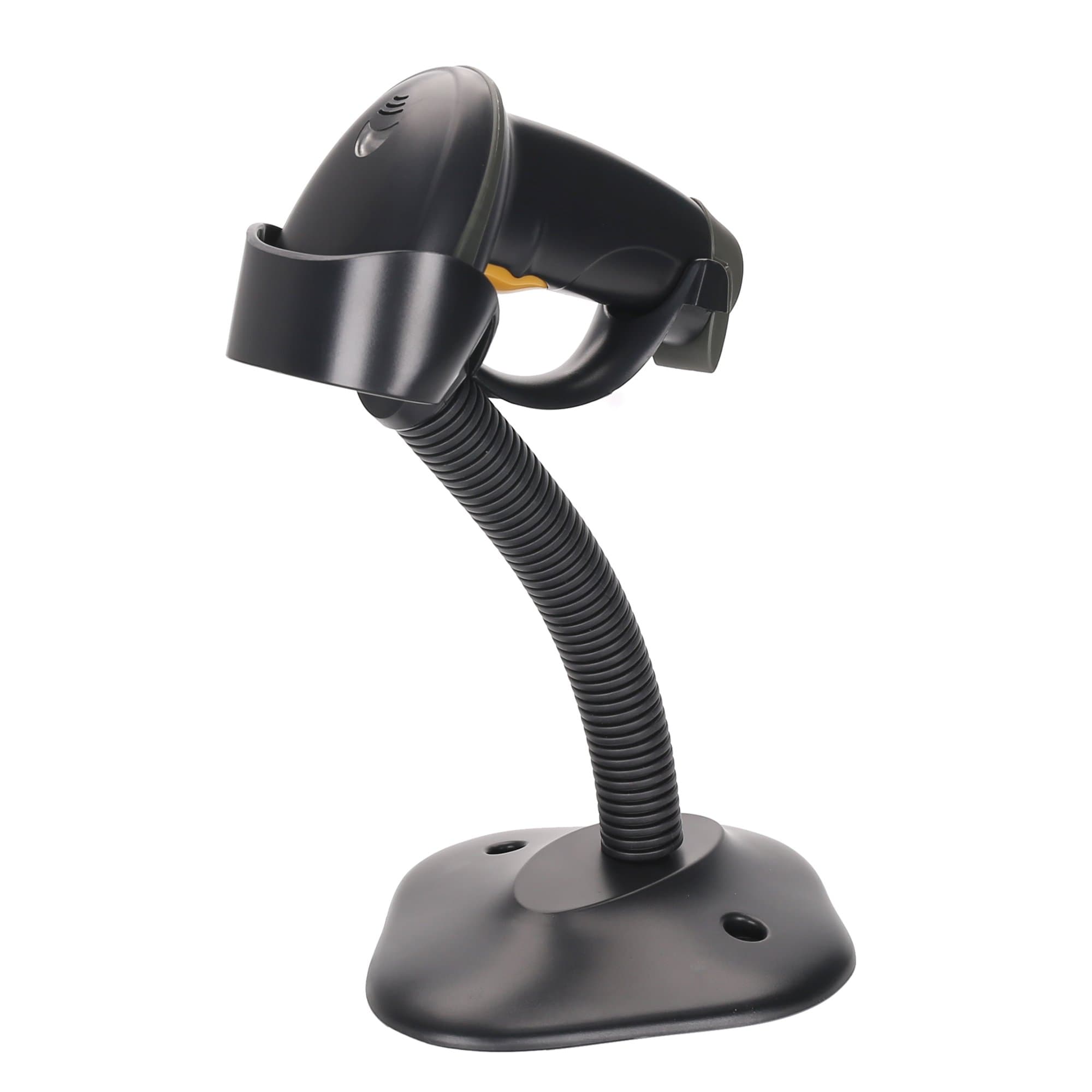 Laser Barcode Scanner, UNIDEEPLY 1D Hand-Free and Handheld Barcode Reader, USB Barcode Reader with High Speed up to 200scans/sec, with Adjustable Stand Holder, Black Color