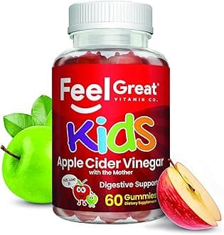 Feel Great Apple Cider Vinegar Gummies for Kids | Rich in Digestive Enzymes & Natural Antioxidants for Gut Health | Vegan Gummy Supports Healthy Nutrient Absorption | 60 Day Supply