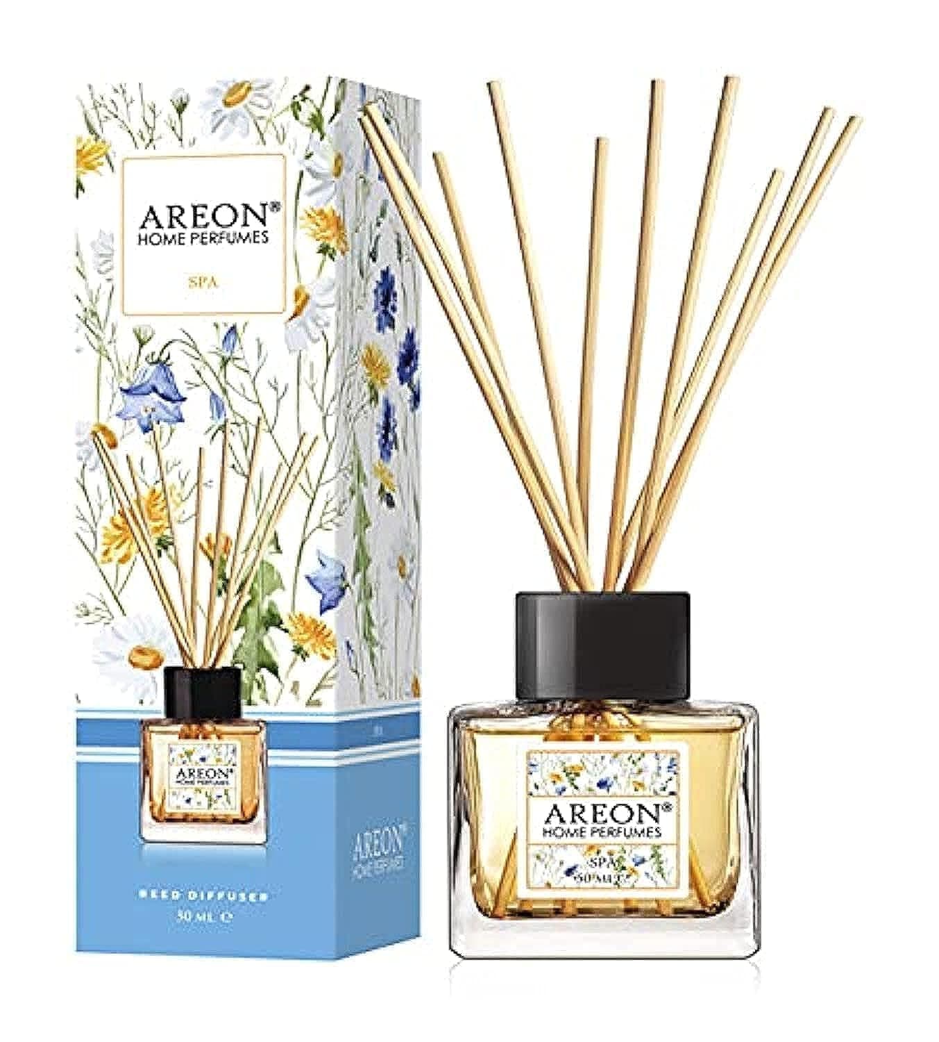 Home Luxury Perfume Reed Diffuser + 10 Rattan Reeds, Spa 50 ml